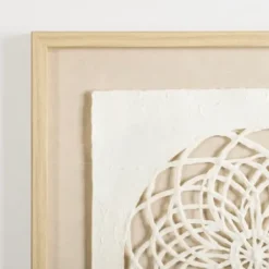 Wall Plaques-Kirkland's Home Rice Paper & Natural Linen Cutout Wall Plaque Ivory/Tan