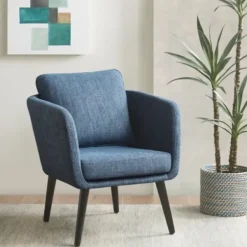 Accent Chairs-Kirkland's Home Rich Back Pillow Accent Chair Blue