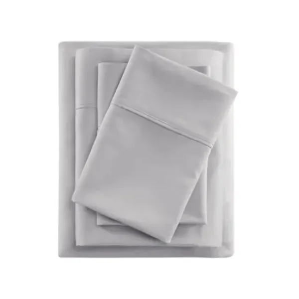 Bed Sheets-Kirkland's Home Rich Cooling Cotton Queen Sheet Set Gray