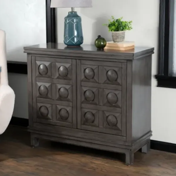 Cabinets & Sideboards-Kirkland's Home Rich Dimensional Panel Cabinet Gray