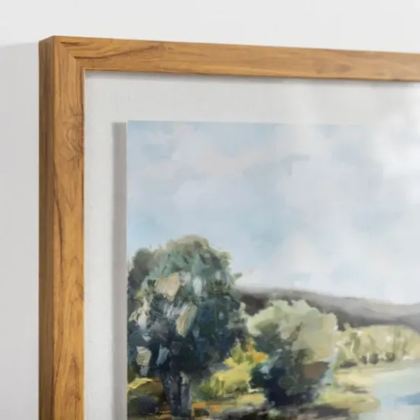 Framed Art-Kirkland's Home River Landscape Framed Art Print Green/Blue