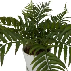 Arrangements & Greenery-Kirkland's Home River Rock Fern In Ribbed White Planter Green/Blue