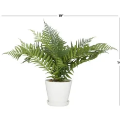 Arrangements & Greenery-Kirkland's Home River Rock Fern In Ribbed White Planter Green/Blue