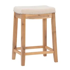Bar Stools & Counter Height Stools-Kirkland's Home Riverdale Acacia Wood Counter Stool White