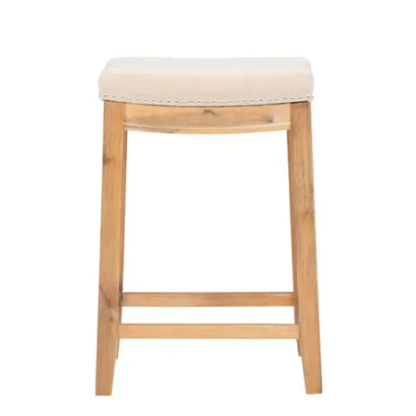 Bar Stools & Counter Height Stools-Kirkland's Home Riverdale Acacia Wood Counter Stool White
