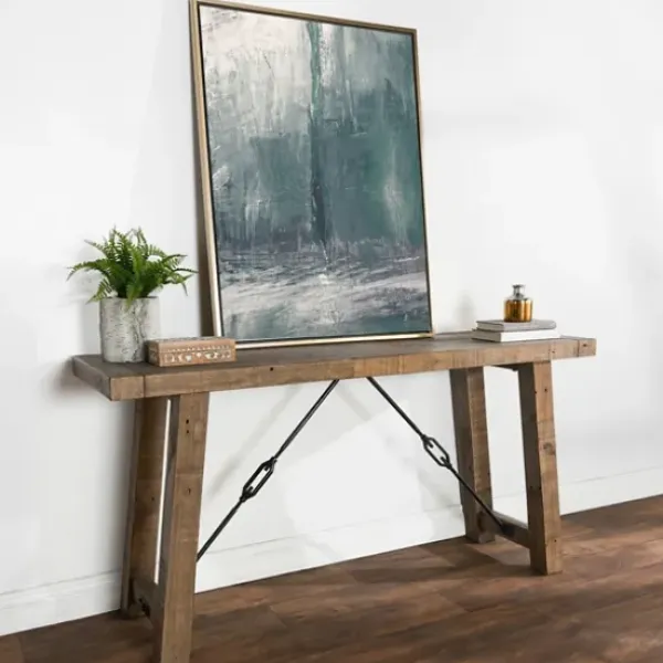 Console Tables-Kirkland's Home Roane Gray Reclaimed Pine Console Table