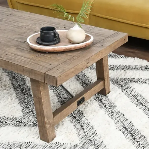 Coffee Tables-Kirkland's Home Roane Gray Reclaimed Pine Coffee Table