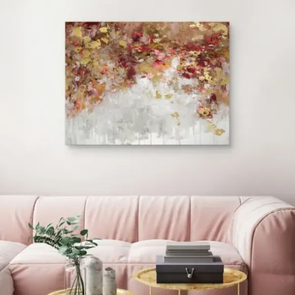 Canvas Art-Kirkland's Home Robbins Charmed Gold Canvas Art Print Red/Gold/Gray