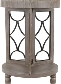 Accent & End Tables-Kirkland's Home Roberta Wood Decorative Metal Accent Table Gray