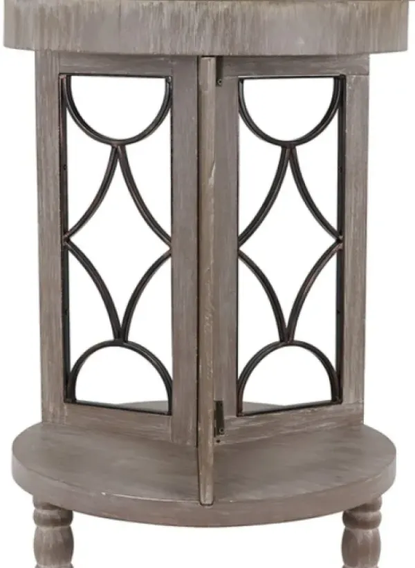 Accent & End Tables-Kirkland's Home Roberta Wood Decorative Metal Accent Table Gray