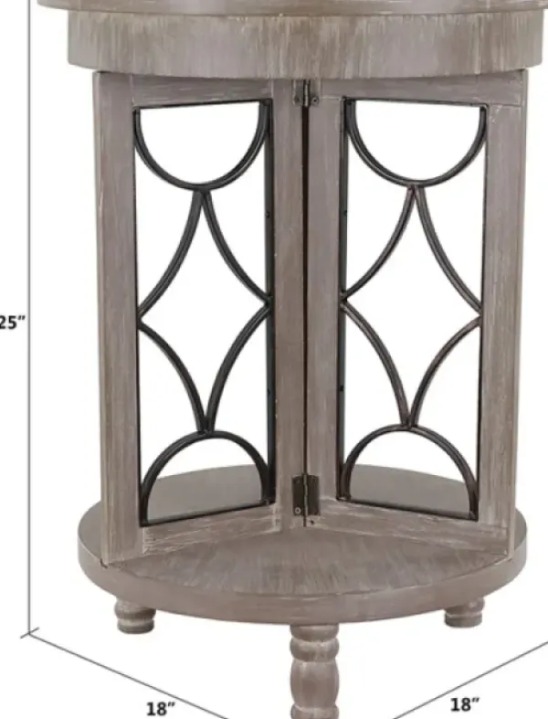Accent & End Tables-Kirkland's Home Roberta Wood Decorative Metal Accent Table Gray
