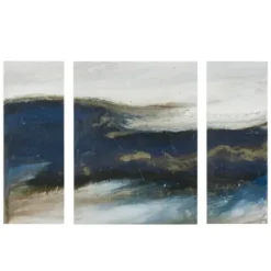 Canvas Art-Kirkland's Home Rolling Waves Blur Canvas Art Prints, Set Of 3 Blue/White/Brown