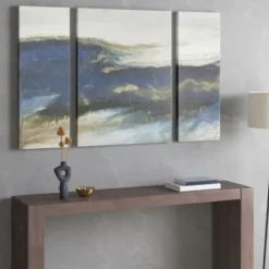 Canvas Art-Kirkland's Home Rolling Waves Blur Canvas Art Prints, Set Of 3 Blue/White/Brown