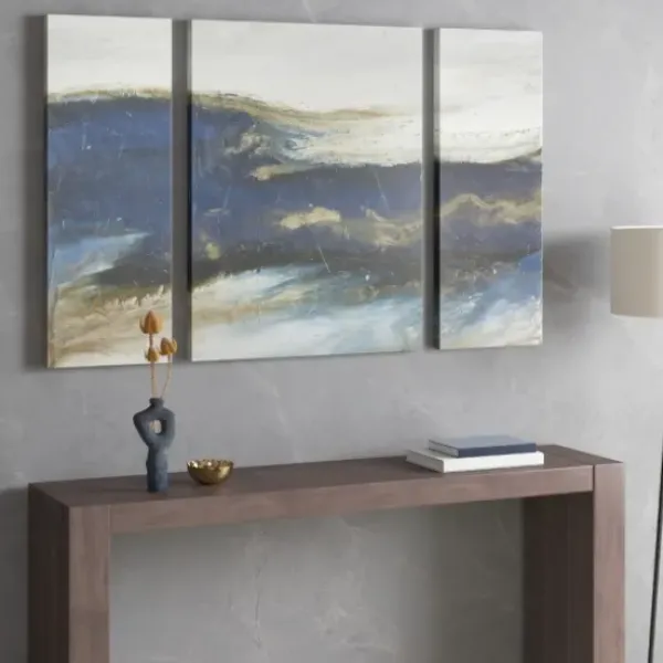 Canvas Art-Kirkland's Home Rolling Waves Blur Canvas Art Prints, Set Of 3 Blue/White/Brown