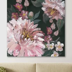 Canvas Art-Kirkland's Home Romantic Moody Roses Giclee Canvas Art Print Black/Pink