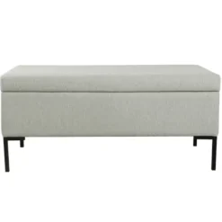 Benches & Ottomans-Kirkland's Home Ronaldo Woven Storage Bench Gray