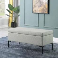 Benches & Ottomans-Kirkland's Home Ronaldo Woven Storage Bench Gray