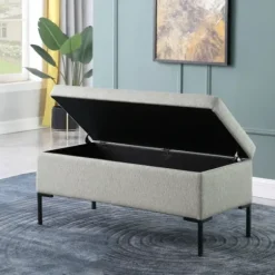 Benches & Ottomans-Kirkland's Home Ronaldo Woven Storage Bench Gray