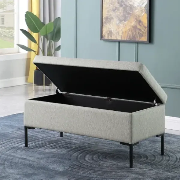 Benches & Ottomans-Kirkland's Home Ronaldo Woven Storage Bench Gray