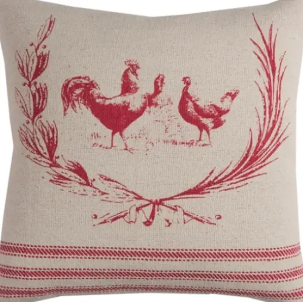 Pillows-Kirkland's Home Rooster Cotton Pillow Red