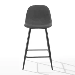 Bar Stools & Counter Height Stools-Kirkland's Home Rorke Vegan Leather Counter Stools, Set Of 2 Black