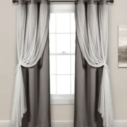 Curtains & Drapes-Kirkland's Home Rosalie Lace Curtain Panel Set, 108 In. White