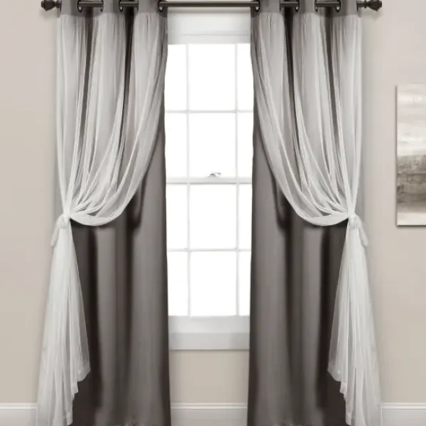 Curtains & Drapes-Kirkland's Home Rosalie Lace Curtain Panel Set, 108 In. White