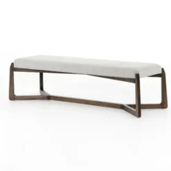 Benches & Ottomans-Kirkland's Home Roscoe Brunswick Pebble Upholstered Bench Gray