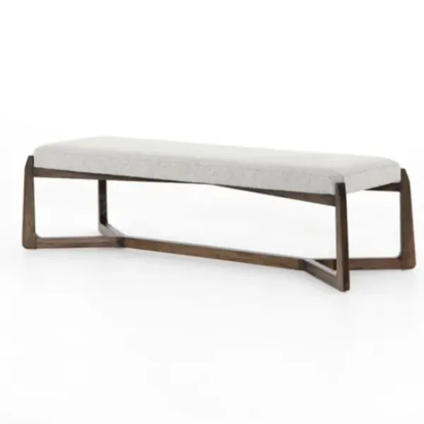 Benches & Ottomans-Kirkland's Home Roscoe Brunswick Pebble Upholstered Bench Gray