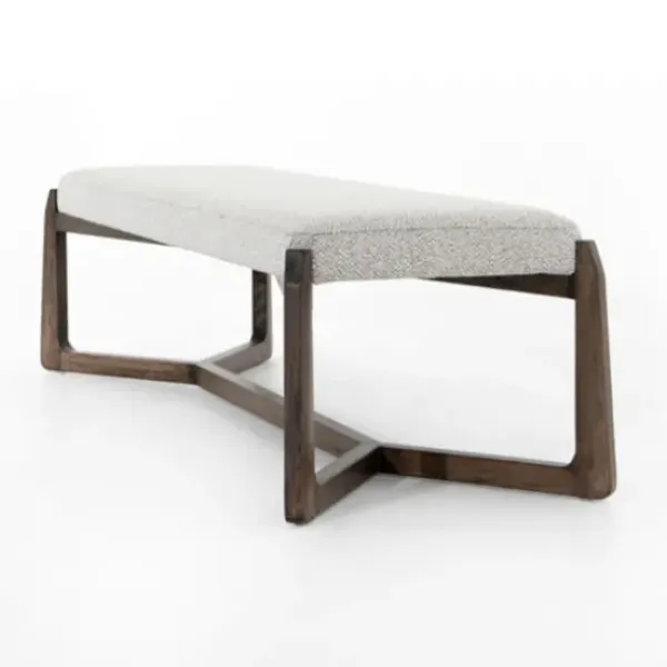 Benches & Ottomans-Kirkland's Home Roscoe Brunswick Pebble Upholstered Bench Gray
