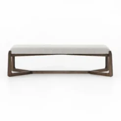 Benches & Ottomans-Kirkland's Home Roscoe Brunswick Pebble Upholstered Bench Gray