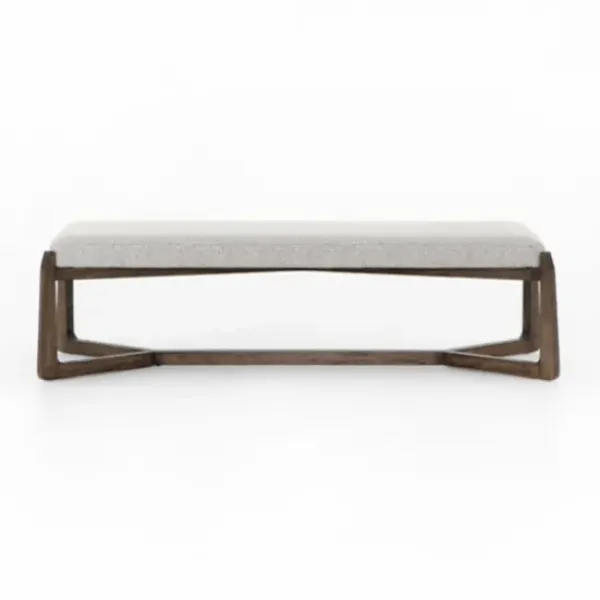 Benches & Ottomans-Kirkland's Home Roscoe Brunswick Pebble Upholstered Bench Gray
