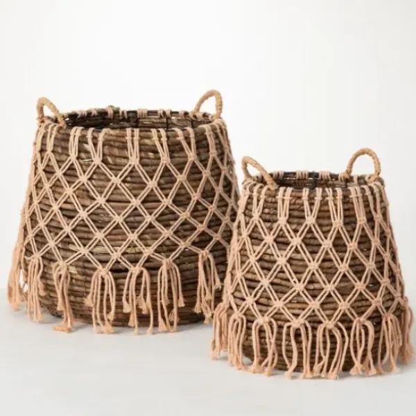 Baskets & Boxes-Kirkland's Home Rose Paw Trellis Round Basket, 15 In. Pink