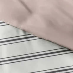 Duvets-Kirkland's Home Rose Pink Echo Stripe 3-Pc. Queen Duvet Cover Set White/Black/Pink