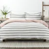 Duvets-Kirkland's Home Rose Pink Echo Stripe 2-Pc. Twin Duvet Cover Set White/Black/Pink
