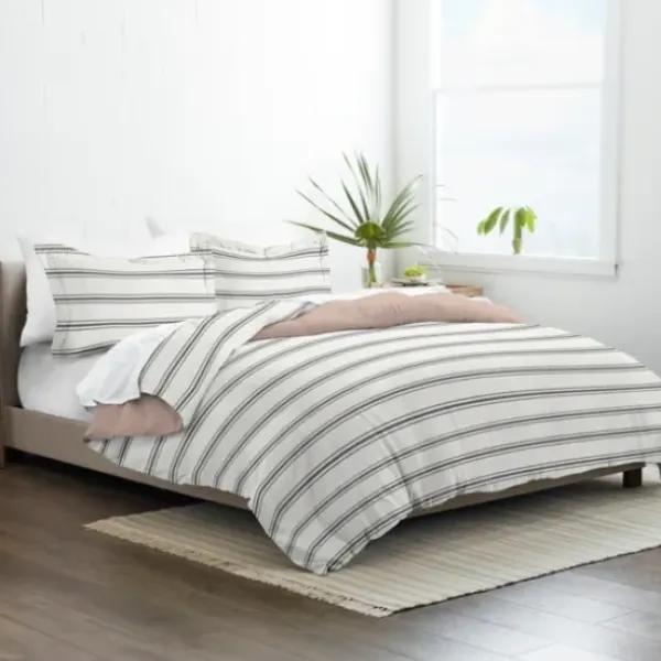 Duvets-Kirkland's Home Rose Pink Echo Stripe 2-Pc. Twin Duvet Cover Set White/Black/Pink