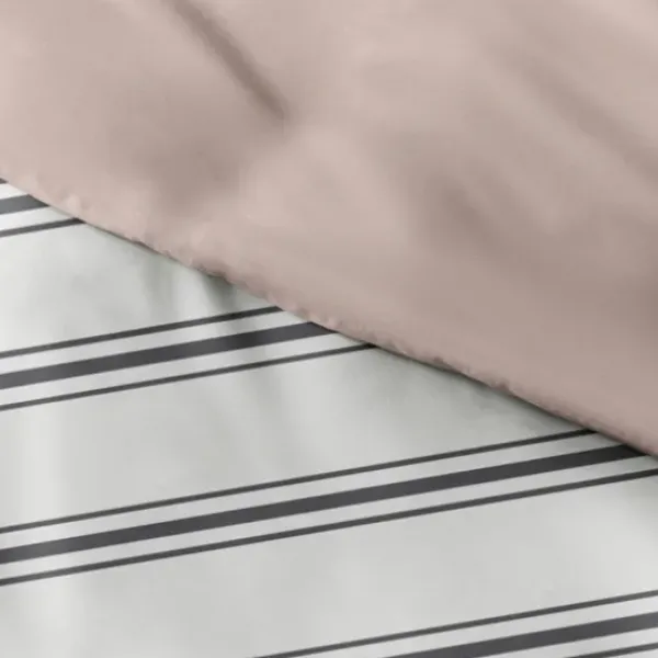 Duvets-Kirkland's Home Rose Pink Echo Stripe 2-Pc. Twin Duvet Cover Set White/Black/Pink