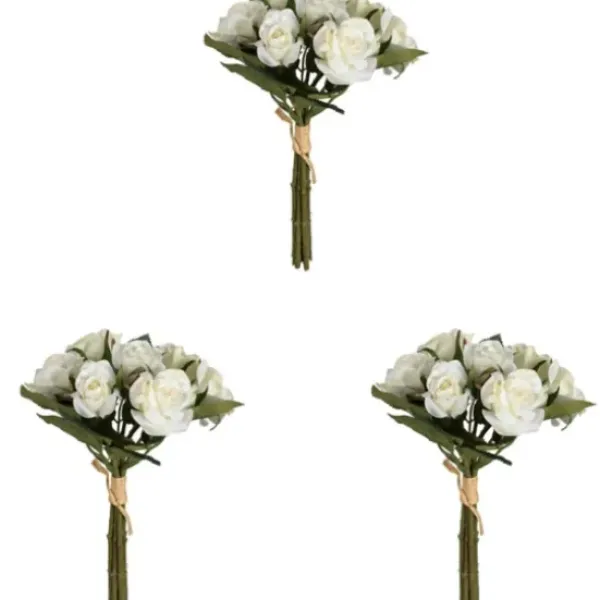 Stems & Bouquets-Kirkland's Home Roses Bundle Bouquets, Set Of 3 White