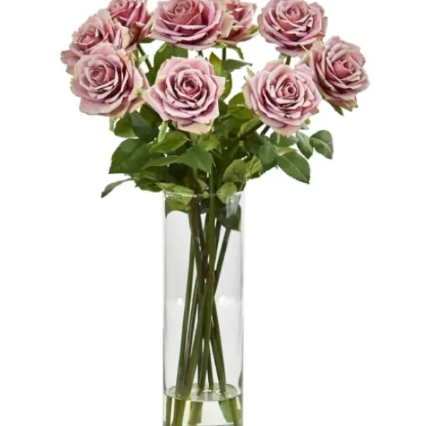 Arrangements & Greenery-Kirkland's Home Roses In Cylinder Vase Floral Arrangement Pink