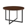 Dining Tables-Kirkland's Home Round And Black X Base Dining Table Brown