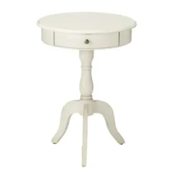 Accent & End Tables-Kirkland's Home Round Antique Pedestal Accent Table White