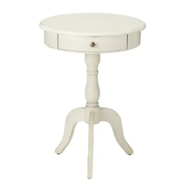 Accent & End Tables-Kirkland's Home Round Antique Pedestal Accent Table White