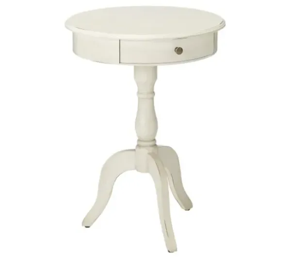 Accent & End Tables-Kirkland's Home Round Antique Pedestal Accent Table White