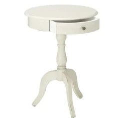 Accent & End Tables-Kirkland's Home Round Antique Pedestal Accent Table White