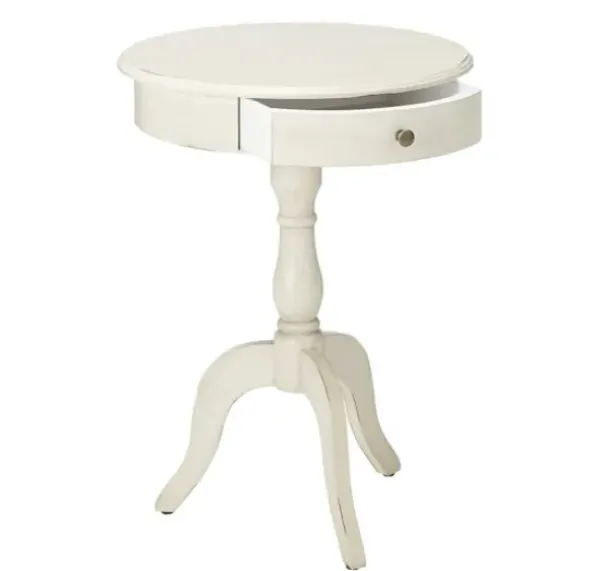 Accent & End Tables-Kirkland's Home Round Antique Pedestal Accent Table White