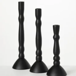 Candle Holders-Kirkland's Home Round Base Taper Candle Holders, Set Of 3 Black