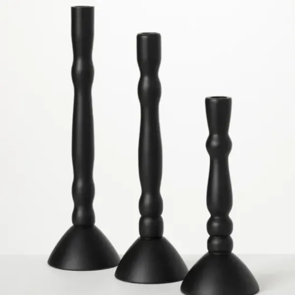 Candle Holders-Kirkland's Home Round Base Taper Candle Holders, Set Of 3 Black