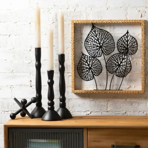Candle Holders-Kirkland's Home Round Base Taper Candle Holders, Set Of 3 Black