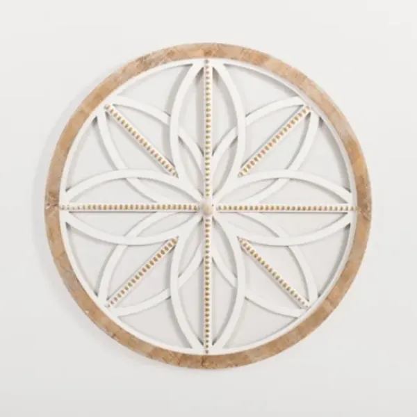 Wall Plaques-Kirkland's Home Round Beaded Medallion Wall Plaque White/Brown