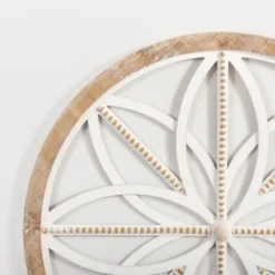 Wall Plaques-Kirkland's Home Round Beaded Medallion Wall Plaque White/Brown